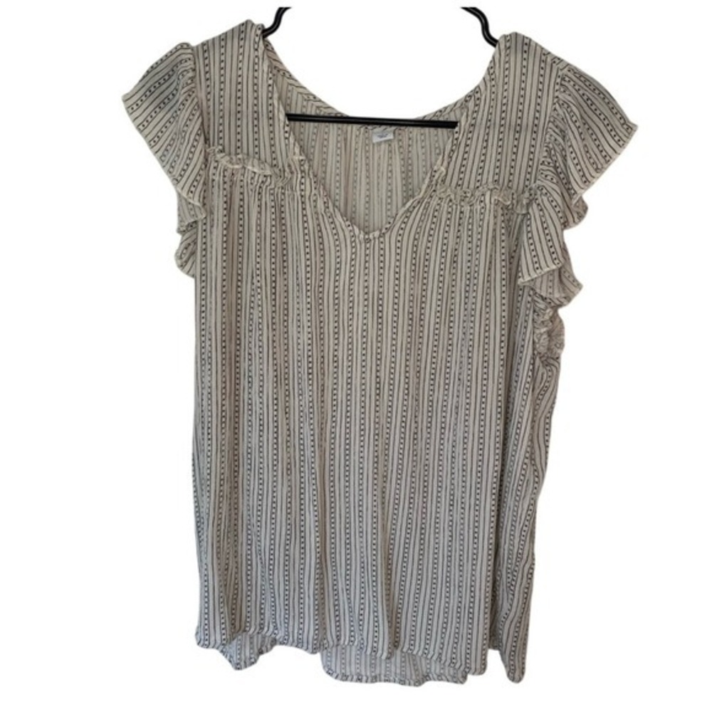 Old Navy Women's Striped Ruffle Sleeve Top SZ L